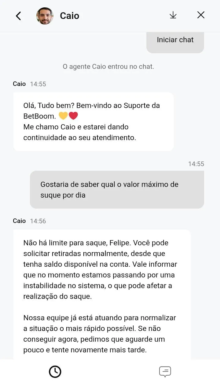 Chat ao vivo da Betboom