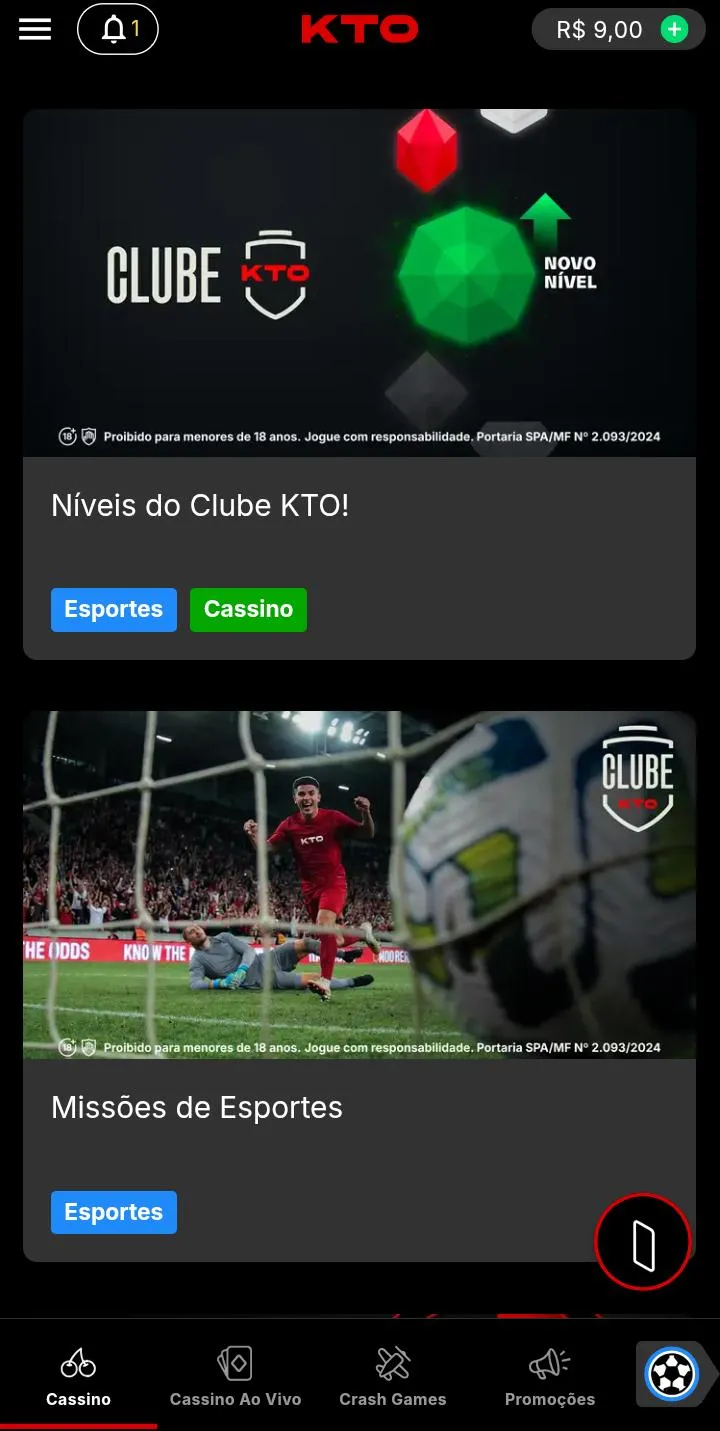 P&aacute;gina de ofertas da KTO