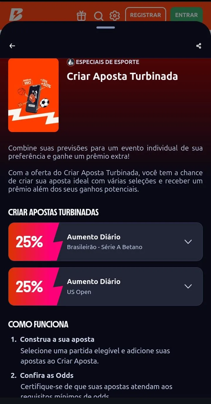 Oferta Criar Aposta Turbinada na Betano