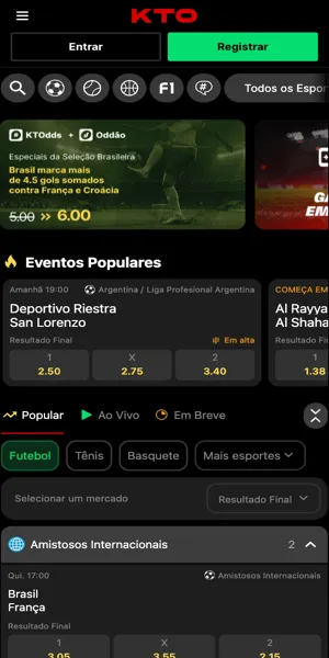 Interface da KTO uma das plataformas antigas em opera&ccedil;&atilde;o no mercado brasileiro