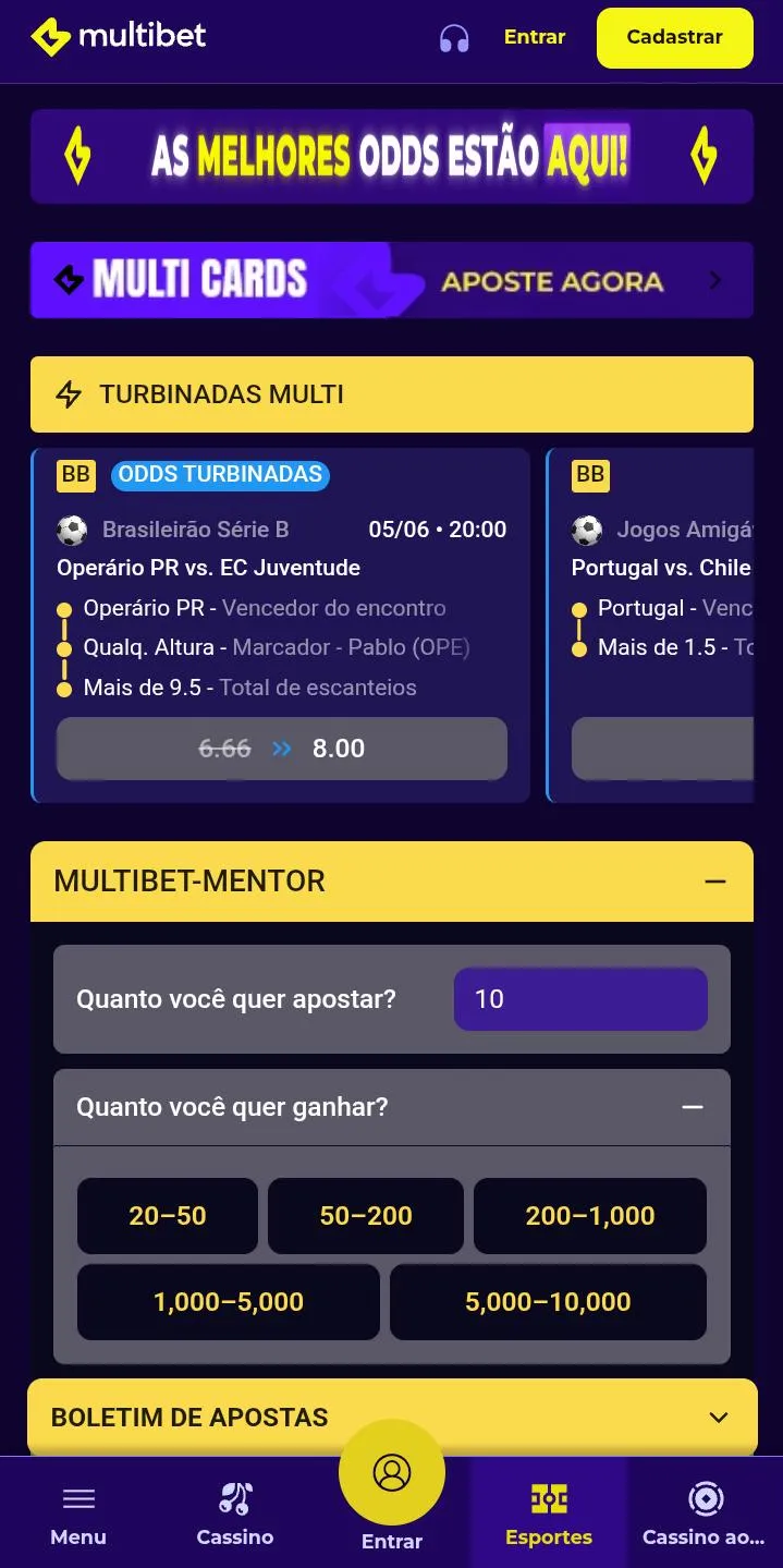 Plataforma nova Multibet, com turbinadas Multi e Bet Mentor