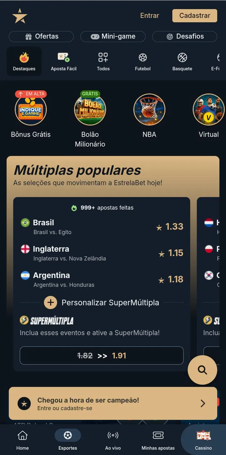 M&uacute;ltiplas populares da Estrelabet
