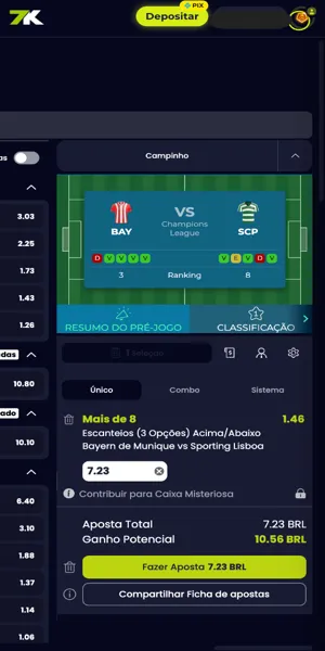 Imagem com um exemplo de um bilhete de aposta na Bet7K