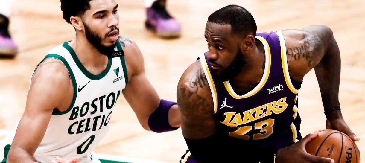 Lakers x Celtics: Jayson Tatum incendeia confronto com LeBron James e Luka Doncic